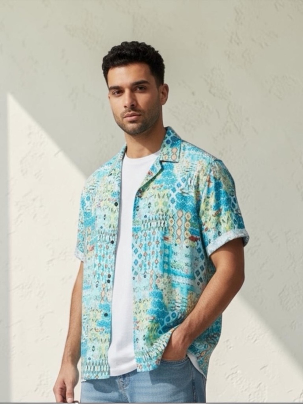 VATPAVE Men’s Aztec Geometric‎ Hawaiian Short-Sleeve Button Down Shirt, XXL